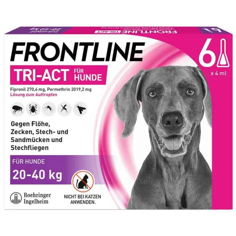 New TRI-ACT® gegen Zecke, Floh und fliegende Insekten bei Hunden (20-40kg), 6 St Flöhe, Zecken & Co.