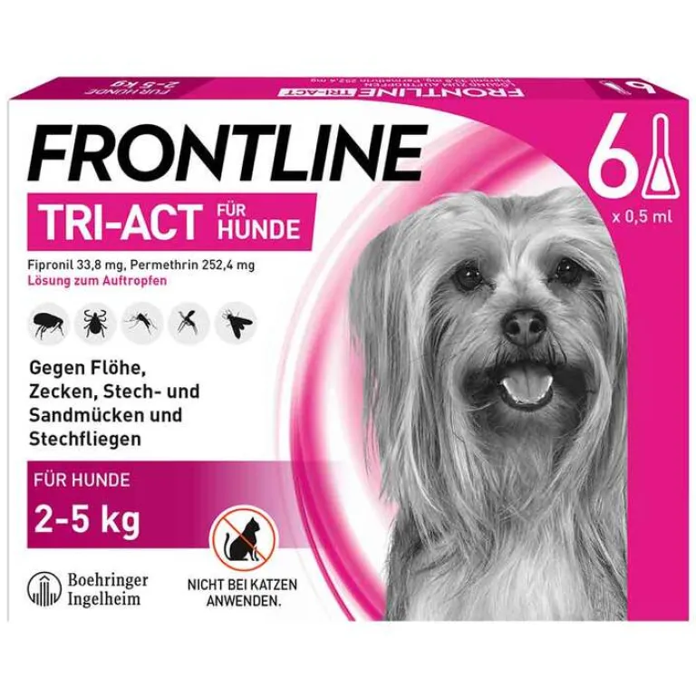Outlet TRI-ACT® gegen Zecke, Floh und fliegende Insekten bei Hunden (2-5kg), 6 St Flöhe, Zecken & Co.