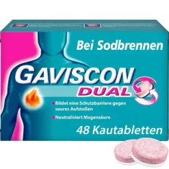 New Gaviscon ® Dual Kautabletten mit Zweifachwirkung gegen Sodbrennen, 48 St