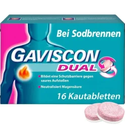 Online ® Dual Kautabletten mit Zweifachwirkung gegen Sodbrennen, 16 St Sodbrennen Medikamente|Magentabletten