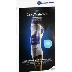 New Bauerfeind Genutrain Kniebandage P3 rechts Größe 4 schwarz, 1 St