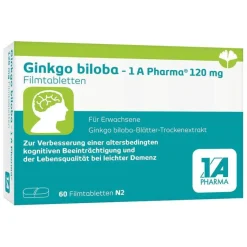 Best Ginkgo biloba - 1 A Pharma® 120 mg Filmtabletten, 60 St Ginkgo|Durchblutungs Tabletten