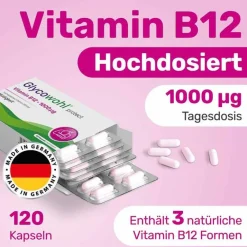 Glycowohl Vitamin B12 1000 µg hochdosiert vegan Kapseln , 120 St