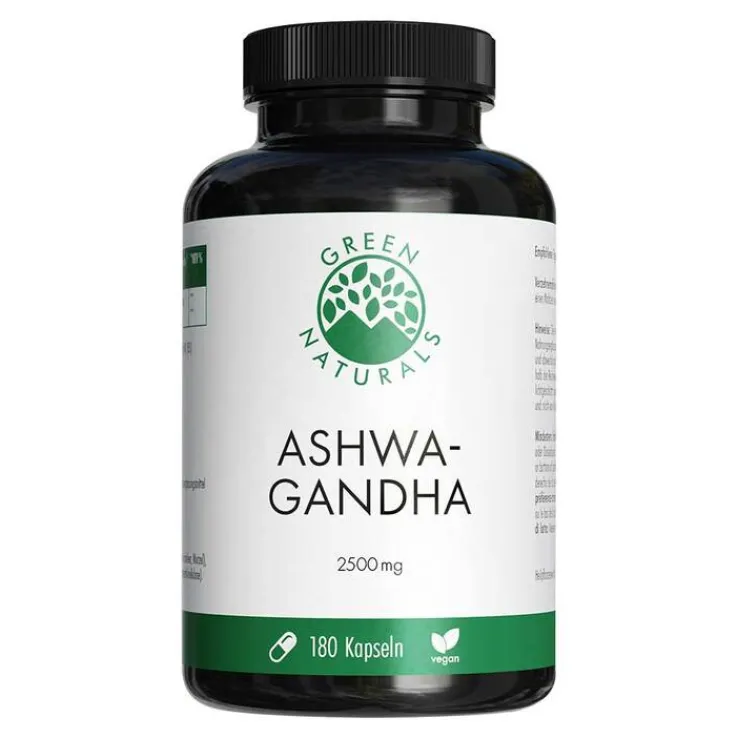 Green Naturals Ashwagandha 2500mg hochdosiert vegane Kapseln , 180 St