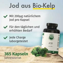 Best Green Naturals Jod aus Bio-Kelp 200 µg Kapseln, 365 St