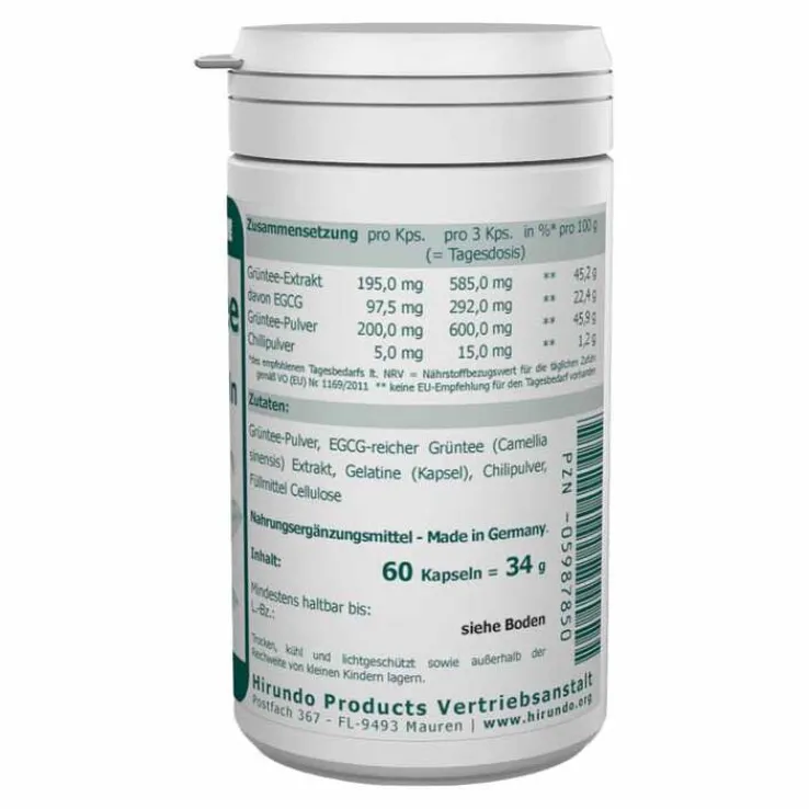 Grüner Tee Extrakt Kapseln, 60 St