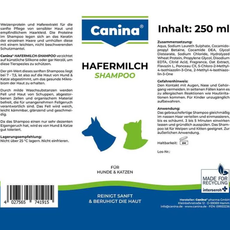 Discount Hafermilch Shampoo vet. (für Tiere), 250 ml Fell & Haut|Fell & Haut