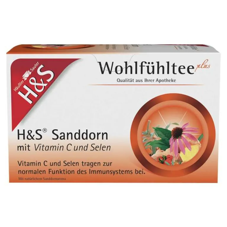 Discount H&S Sanddorn mit Vitamin C und Selen Filterbeutel, 20X2.5 g Früchtetee