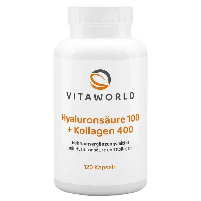 Hot Vitaworld Hyaluronsäure 100 + Kollagen 400 Kapseln, 120 St