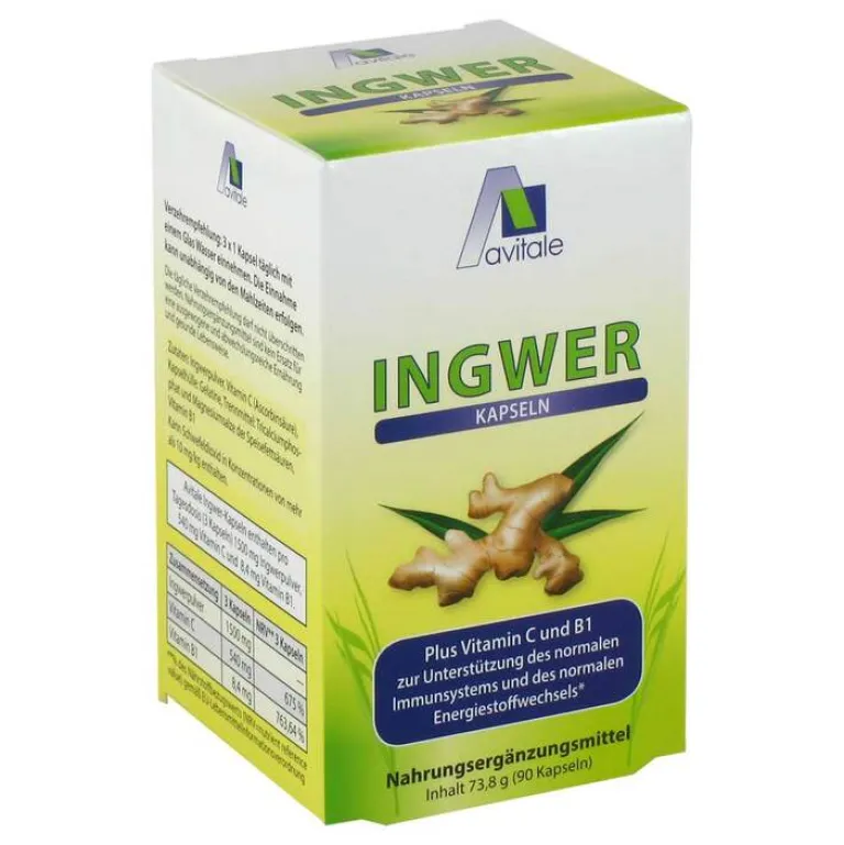 Online Avitale Ingwer 500 mg Kapseln + Vitamin B1 + C, 90 St