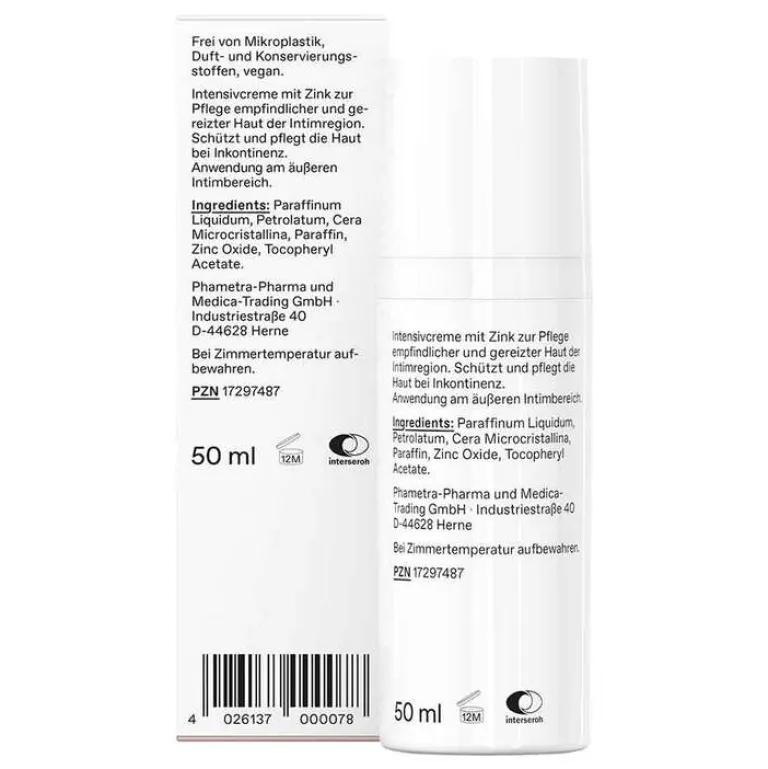 Outlet Phametra Intim Schutz- und Pflegecreme + Zink, 50 ml