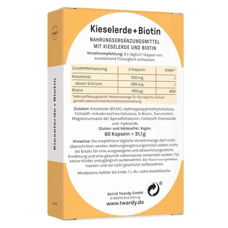 Clearance Kieselerde + Biotin Kapseln vegan, 60 St Vitamin B7 (Biotin)