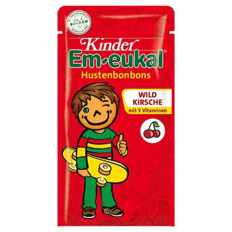 New Kinder Em-eukal Wildkirsche Hustenbonbons zuckerhaltig, 75 g Husten & Halsbonbons