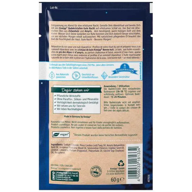 Best Badekristalle Gute Nacht, 60 g Badesalz