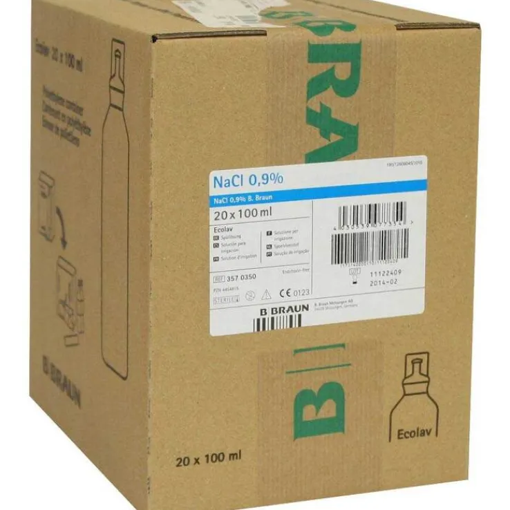 Kochsalzlösung 0,9% B.Braun SPÜLLÖSUNG Ecolav, 20X100 ml
