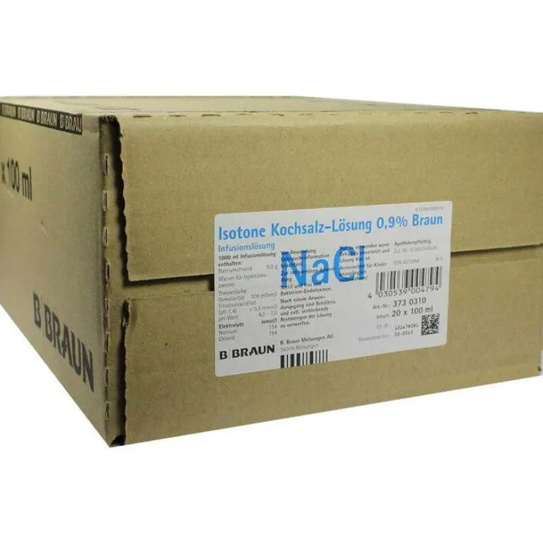 New B. Braun Kochsalzlösung 0,9% Glasflasche, 20X100 ml