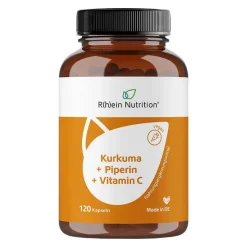 Kurkuma 95% Curcumin + Piperin + Vitamin C vegan Kapseln , 120 St