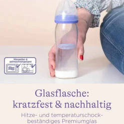 Hot Lansinoh Glas Weithalsflasche 240 ml mit Sauger M, 1 St