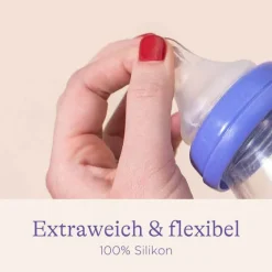 Hot Lansinoh Glas Weithalsflasche 240 ml mit Sauger M, 1 St