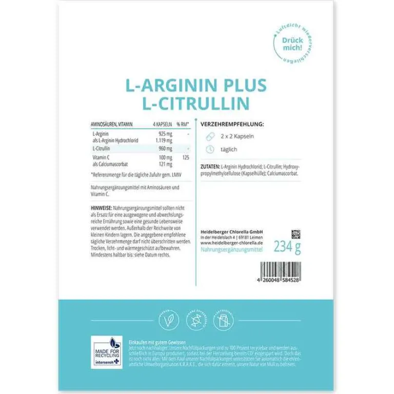 Hot L-Arginin Plus L-Citrullin Kapseln, 234 g Aminosäuren