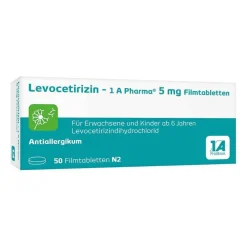 Levocetirizin – 1 A Pharma® 5 mg Filmtabletten, 50 St Levocetirizin|Allergie Medikamente