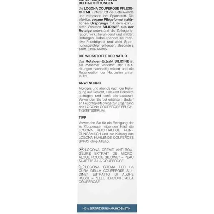 Logona Med Couperose Pflegecreme Rotalgenextrakt Silidine, 30 ml