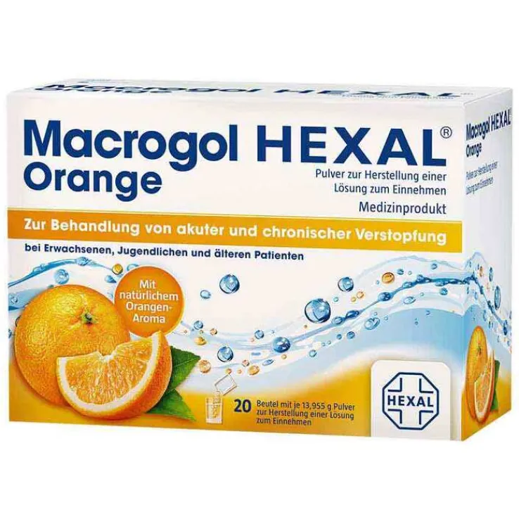 Macrogol HEXAL Orange Pulver zur Herstellung einer Lösung zum Einnehmen Beutel , 20 St