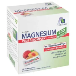 Sale Avitale Magnesium 400 + B-Komplex direkt Pfirsich Maracuja Granulat Sticks, 50X2.5 g