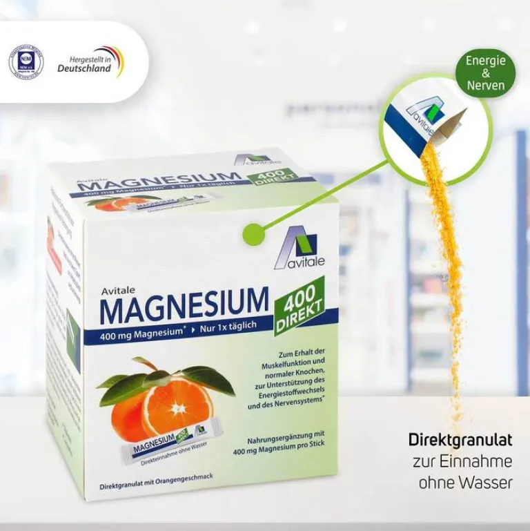 New Magnesium 400 direkt Orange Portionssticks, 50X2.1 g Hirnleistung & Nerven