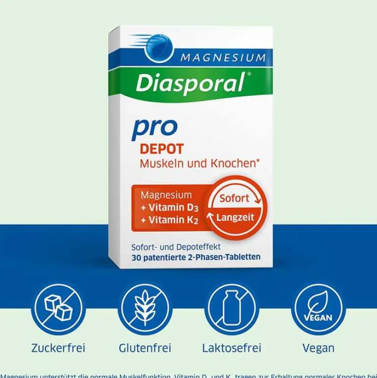 Clearance Magnesium Diasporal pro D3 + K2 Depot Muskel + Knochen Tabletten, 30 St