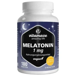 Clearance Vitamaze Melatonin 1 mg hochdosiert vegan Tabletten, 180 St