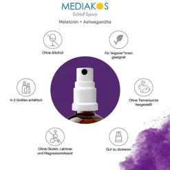 Mediakos Melatonin Ashwagandha Schlaf Spray vegan, 50 ml