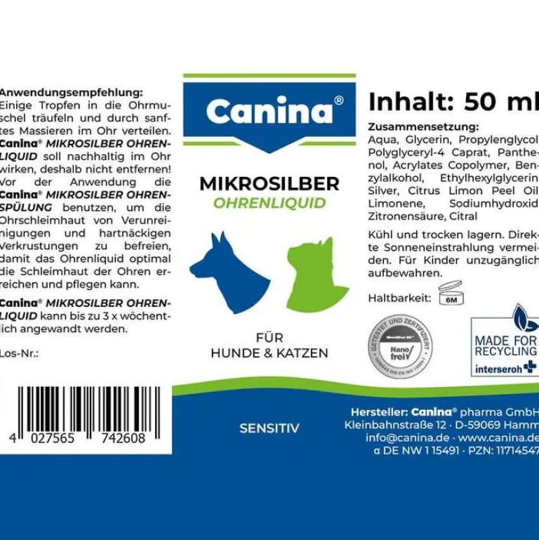 New Mikrosilber Ohrenliquid vet. (für Tiere), 50 ml Ohren, Augen & Zähne