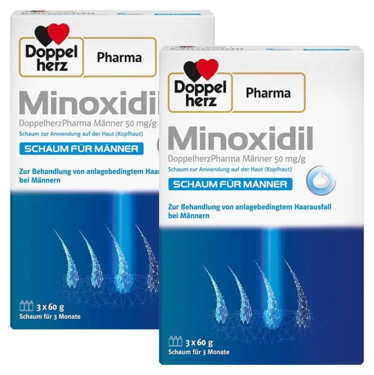 DoppelherzPharma Minoxidil Männer 50 mg / g Schaum, 2x3x60 g