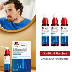 Outlet MINOXIDIL 50 mg/ml Lösung für Männer, 3X60 ml Mittel Gegen Haarausfall