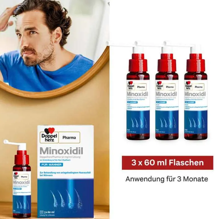 Outlet MINOXIDIL 50 mg/ml Lösung für Männer, 3X60 ml Mittel Gegen Haarausfall