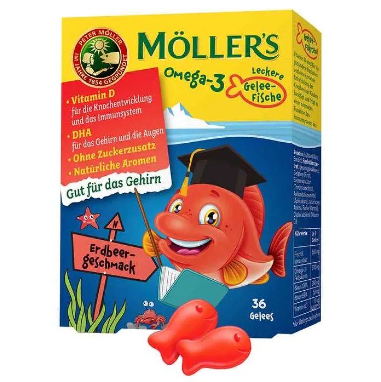 New Möllers Möller`s Omega-3 Gelee Fisch Erdbeere Kautabletten, 36 St