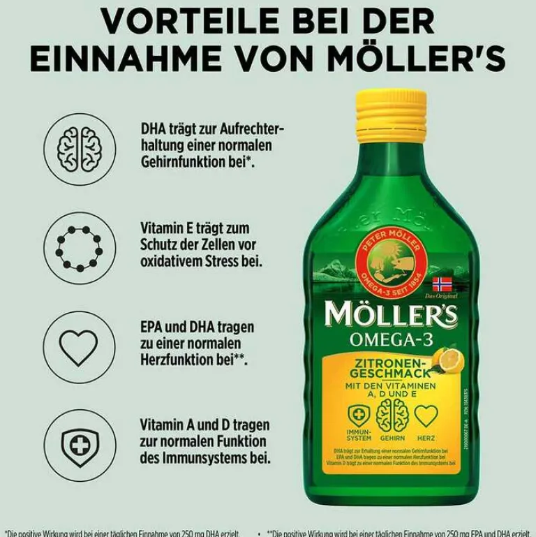 Sale Möller`s Omega-3 Zitronengeschmack Öl, 500 ml Omega 3 Kapseln