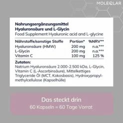 Moleqlar Longevity Hyaluron + Glycin Kapseln, 60 St