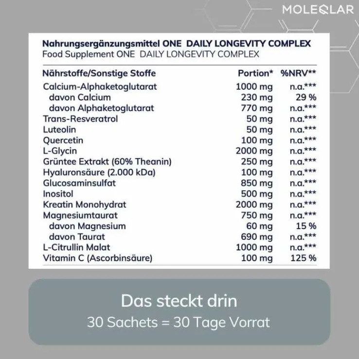 Moleqlar Longevity One Beutel, 30 St