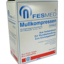 New Mullkompressen ES 10x10 cm steril 8-fach, 25X2 St Sterile Kompressen
