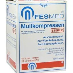 Online Mullkompressen ES 5x5 cm steril 8-fach, 25X2 St Sterile Kompressen