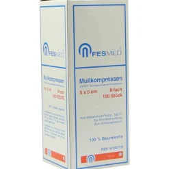 Clearance Mullkompressen ES 5x5 cm unsteril 8-fach, 100 St Sterile Kompressen