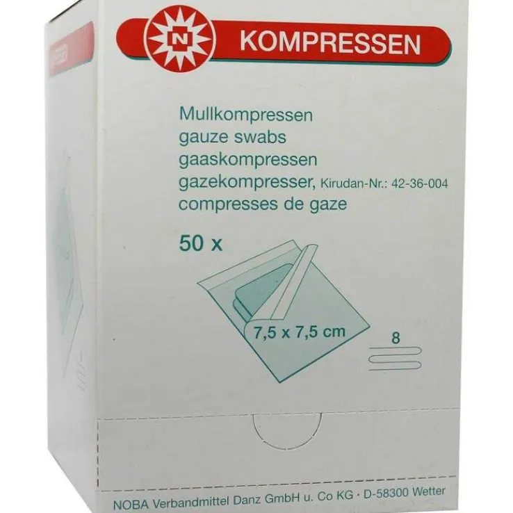 Mullkompressen 7,5x7,5cm 8-f, 50X2 St