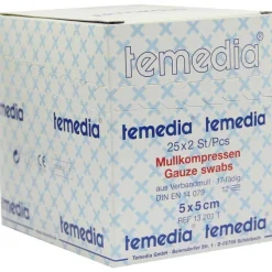 Discount Temedia Mullkompressen 5x5cm 12-fach steril 17fädig, 50 St