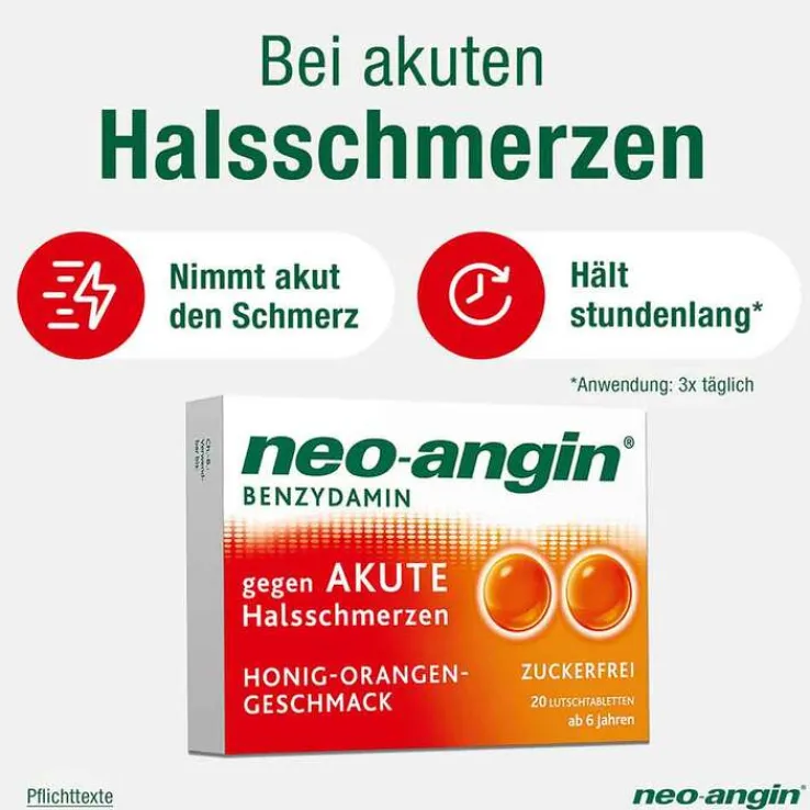 neo-angin Benzydamin gegen akute Hasschmerzen Honig Orange, 20 St