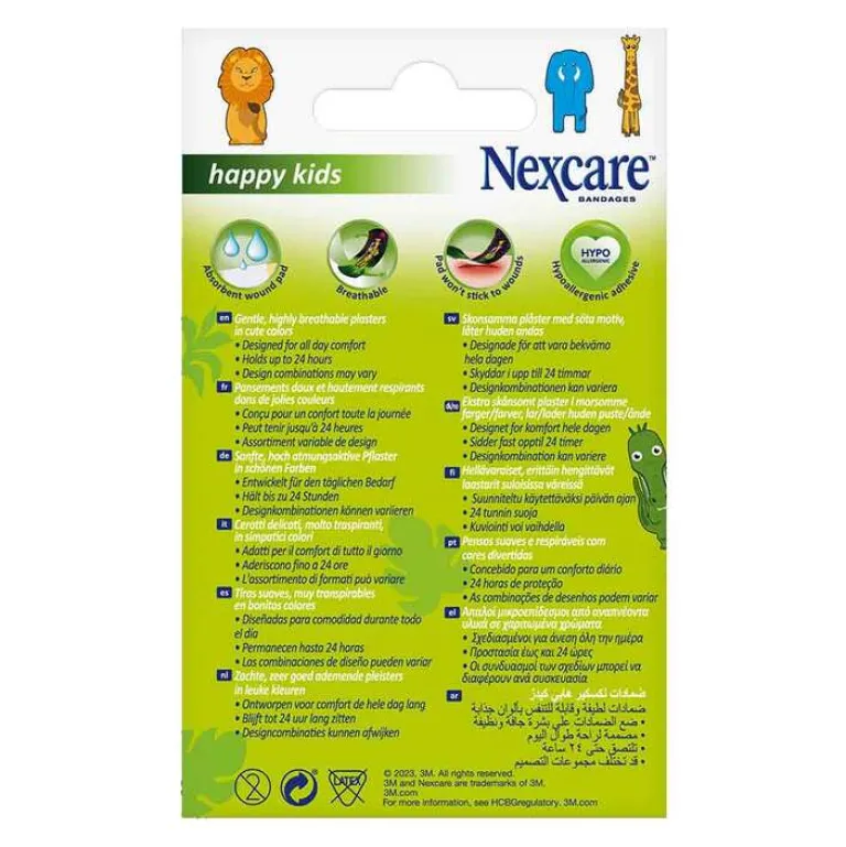 New Nexcare happy kids Pflasterstrips Tiere 2 Größen, 20 St
