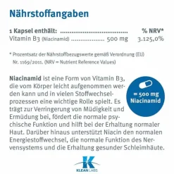 Niacinamid B3 500 mg Kapseln, 100 St