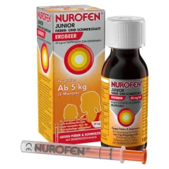 Online ® Junior Fieber- und Schmerzsaft Erdbeer 40 mg/ml, 100 ml Kinder Fiebermittel Kinder|Mittel Gegen Fieber