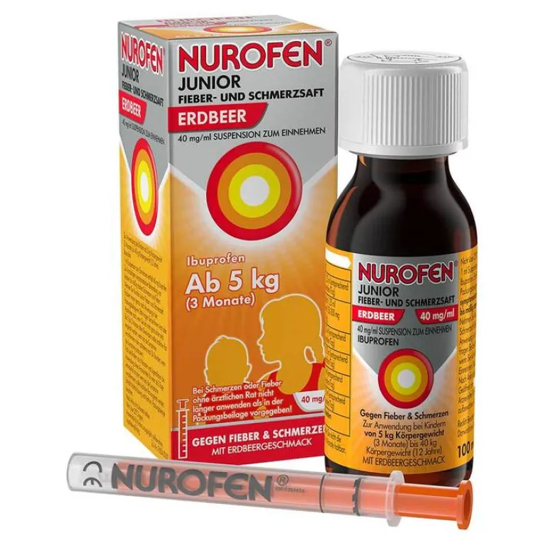 Online ® Junior Fieber- und Schmerzsaft Erdbeer 40 mg/ml, 100 ml Kinder Fiebermittel Kinder|Mittel Gegen Fieber